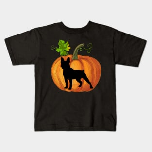 Boston terrier in pumpkin Kids T-Shirt